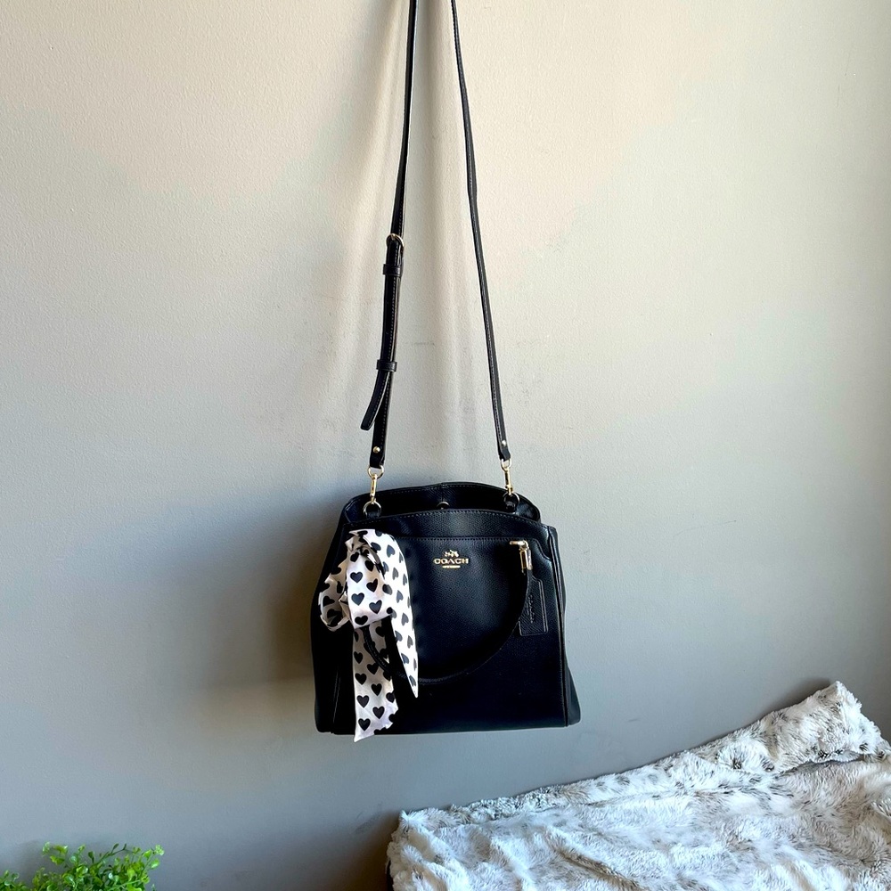 COACH black leather adjustable satchel  / crossbody bag